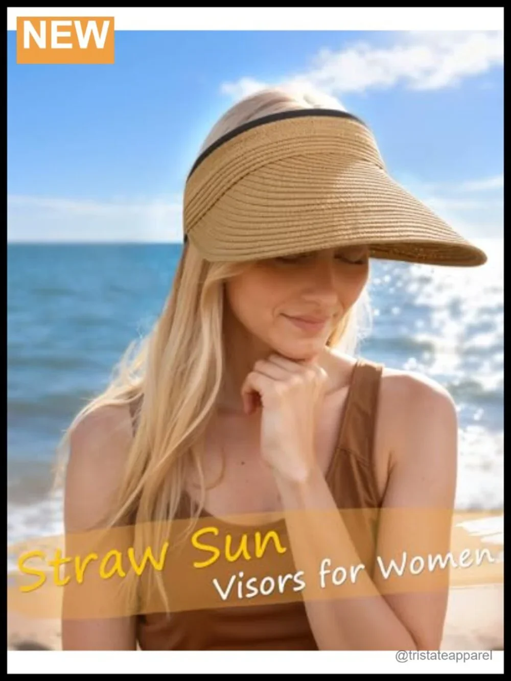 Sun Visor Hat for Women Upf 50+ Straw Beach Ponytail Hat Adjustable